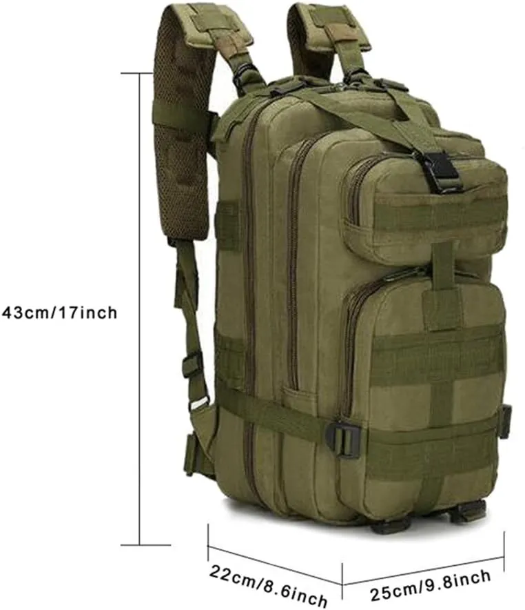 Military Tactical Backpack Assault Pack Molle Bug Out Bag Small Rucksack Molle Backpack for Hiking Camping Hunting Trekking Outdoor Tactical Combat Travel Bag 25L (Army Green)
