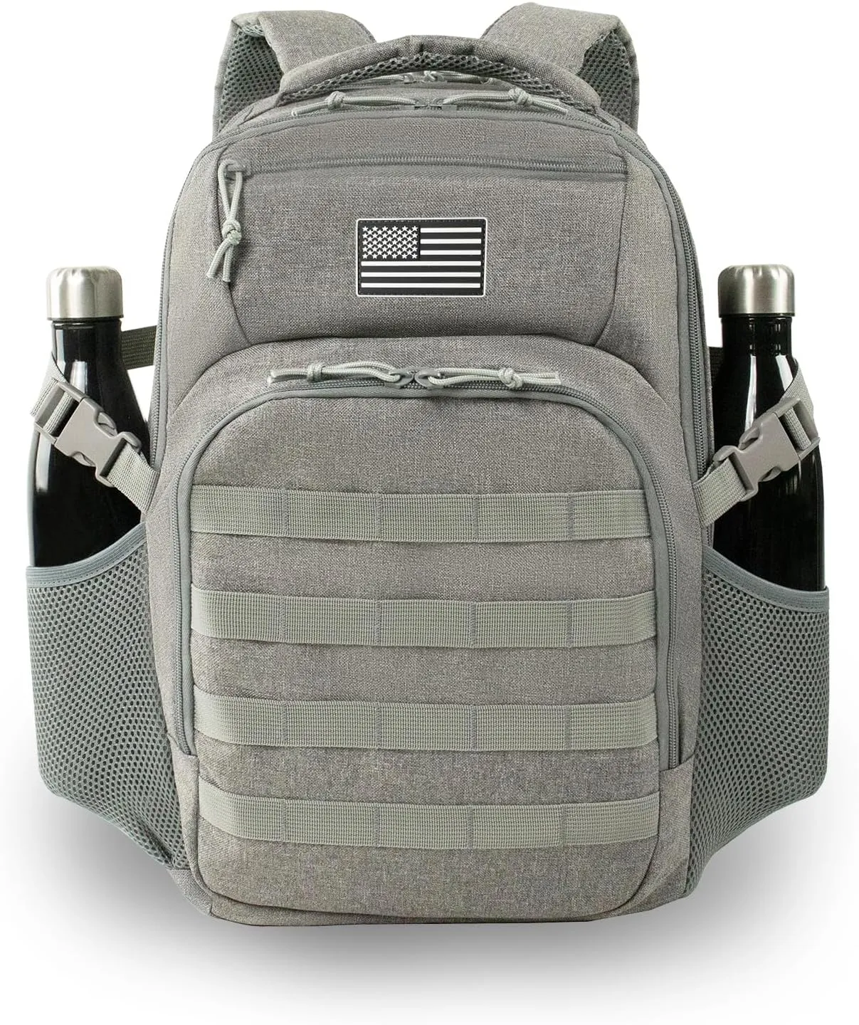 Military Tactical Backpack for Travel Hiking, 30L Backpack for Men and Women with Bottle Holder, Small Laptop Backpack for Work, College Computer Bag Fits 15.6/17 Inch Laptop and Notebook - Gray