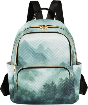 Mini Backpack for Women Smoky Green Mountains Mini Backpack Purse Lightweight Small Daypack, 8.5L