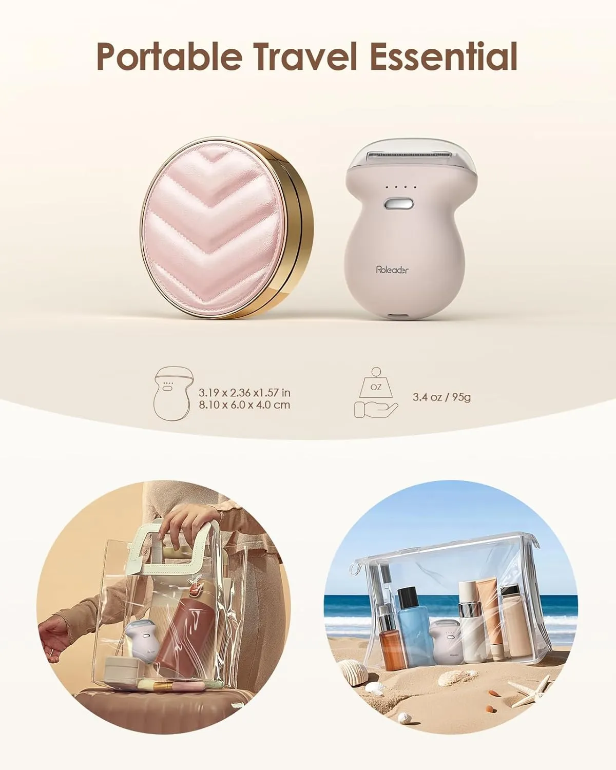 Mini Electric Shaver for Women, Travel Body Hair Trimmer Hair Removal Razor with LED Display, Waterproof Wet/Dry Use Type-C Charging, On-The-Go Skin