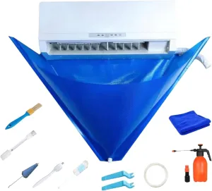 Mini Split Cleaning Kit, suitable for 37-45 inch wall mounted air conditioners clean, mini split cleaning bag with watering can, 12 waterproof mini split air conditioner cleaning kits with drain ports