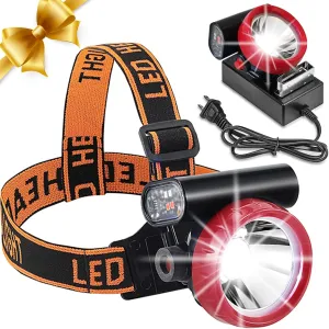 Mining Headlight Anti-Explosion Coal Miners Rechargeable Headlamp with Warning Light, Waterproof Head Lamp for Underground Work