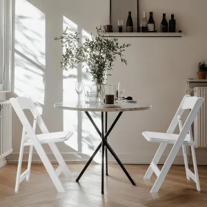 Minzan Folding Chair with Padded Seat for Family Gatherings, Outdoor Camping, Weddings (White)