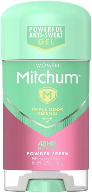 Mitchum Gel Antiperspirant & Deodorant, Powder Fresh - 2.25 oz Pack of 3 - Packaging May Vary