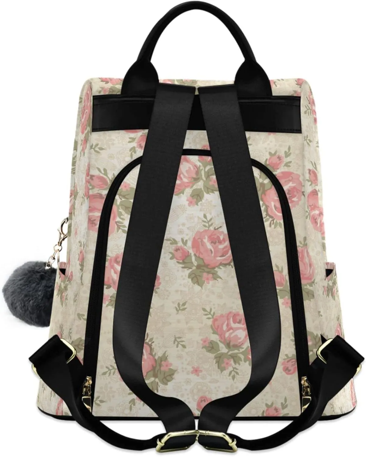 MNSRUU Women Backpack Purse Pink Roses Vintage Backpack for Women Anti-theft Shoulder Bag Carry On Backpack Lightweight Rucksack Fashion Travel Ladies Bags