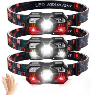MODOAO Intelligent Sensing LED Headlamp, Multifunctional and Multi Light Source Rechargeable Flashlight, Mini Convenient Headlamp with Red and White Dual Light Sources, Suitable for Hiking, Work (3)
