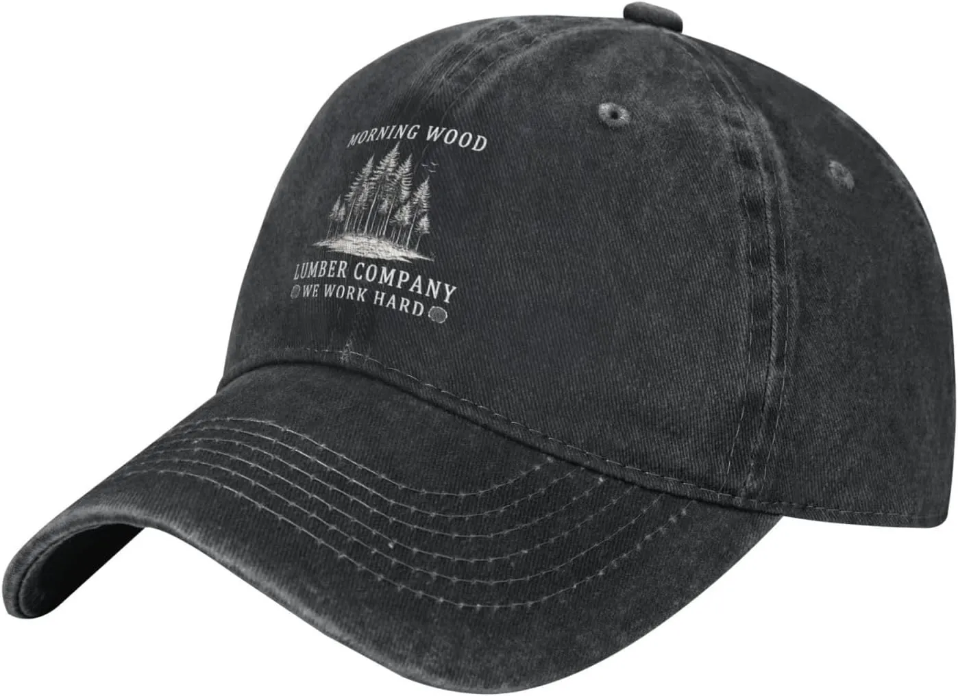 Morning Wood Lumber Company We Work Hard Classic Casquette Cap Lightweight Adjustable Comfortable Breathable Men Women Hat4 Black