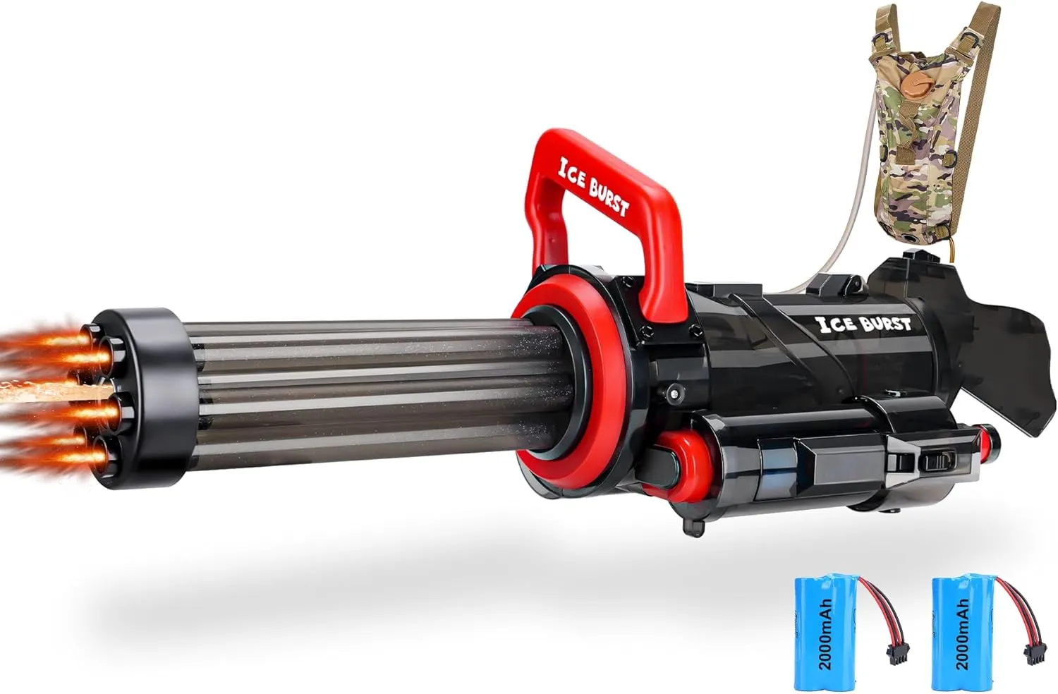 Most Powerful Gatling Electric Water Gun with Flash Lights, High Powered Automatic Squirt Guns for Adults,Water Blaster Summer Pool Toys for Kids Ages 8 (Black)