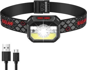 Motion Sensor LED Head Torch with 11 Lighting Modes, USB Rechargeable Headlamp, Lightweight Headlight, IPX5 Waterproof Flashlight for Camping, Fishing, Jogging, Running, Hiking