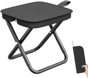 Mountaineering and Hiking Portable Stool, Folding Camping Chair, 330 Lbs Capacity Sturdy Collapsible Stool, for Camp, Beach, Fishing, Hiking (Black)