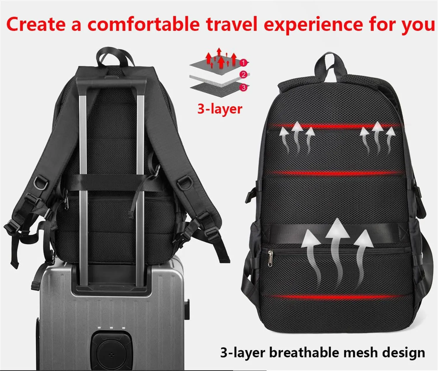 Mountaineering Backpack for Men 40L, Waterproof Outdoor Sport Backpack for Climbing Travel Hiking Cycling CampingTrekking (Black,40L)