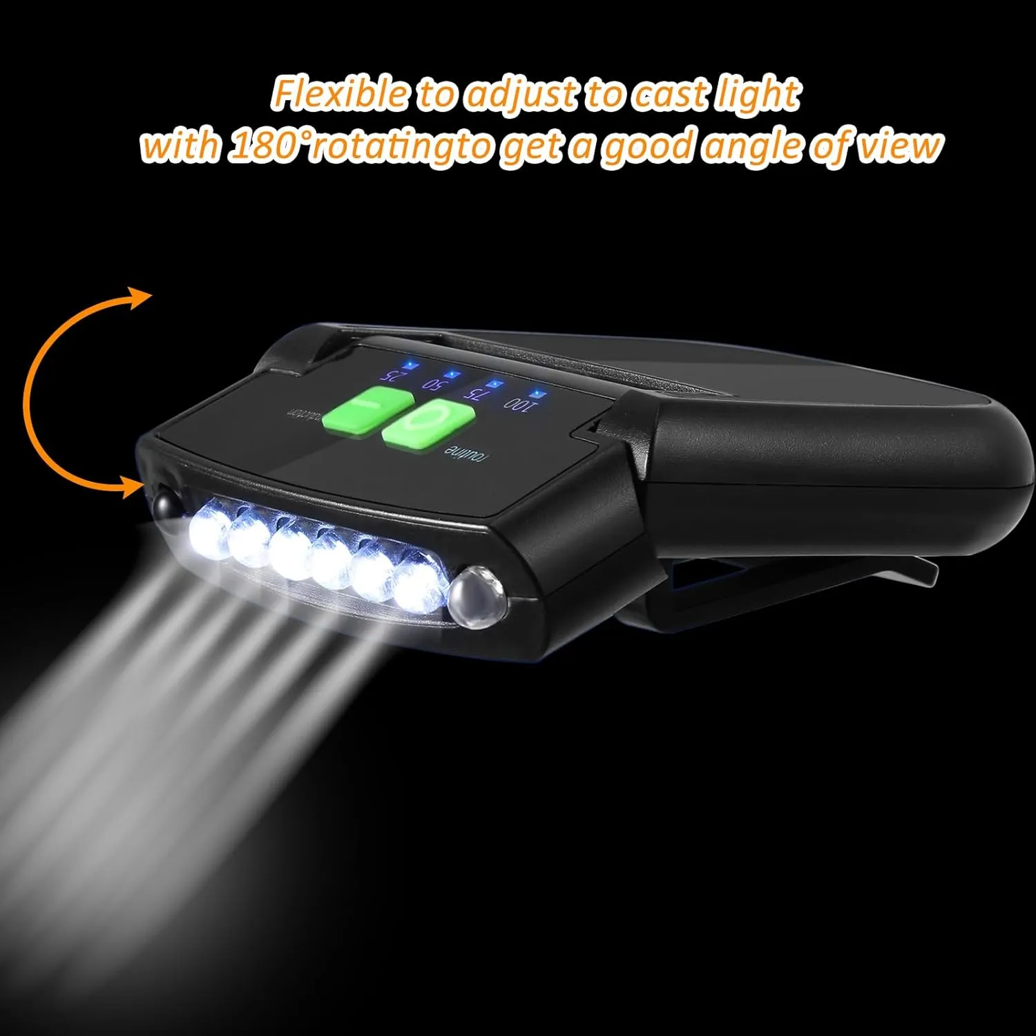 Mudder LED Clip on Cap Lights USB Rechargeable Cap Flashlight Clip Waterproof Ultra Bright Hat Flashlight Headlamp for Fishing Camping Hand Work