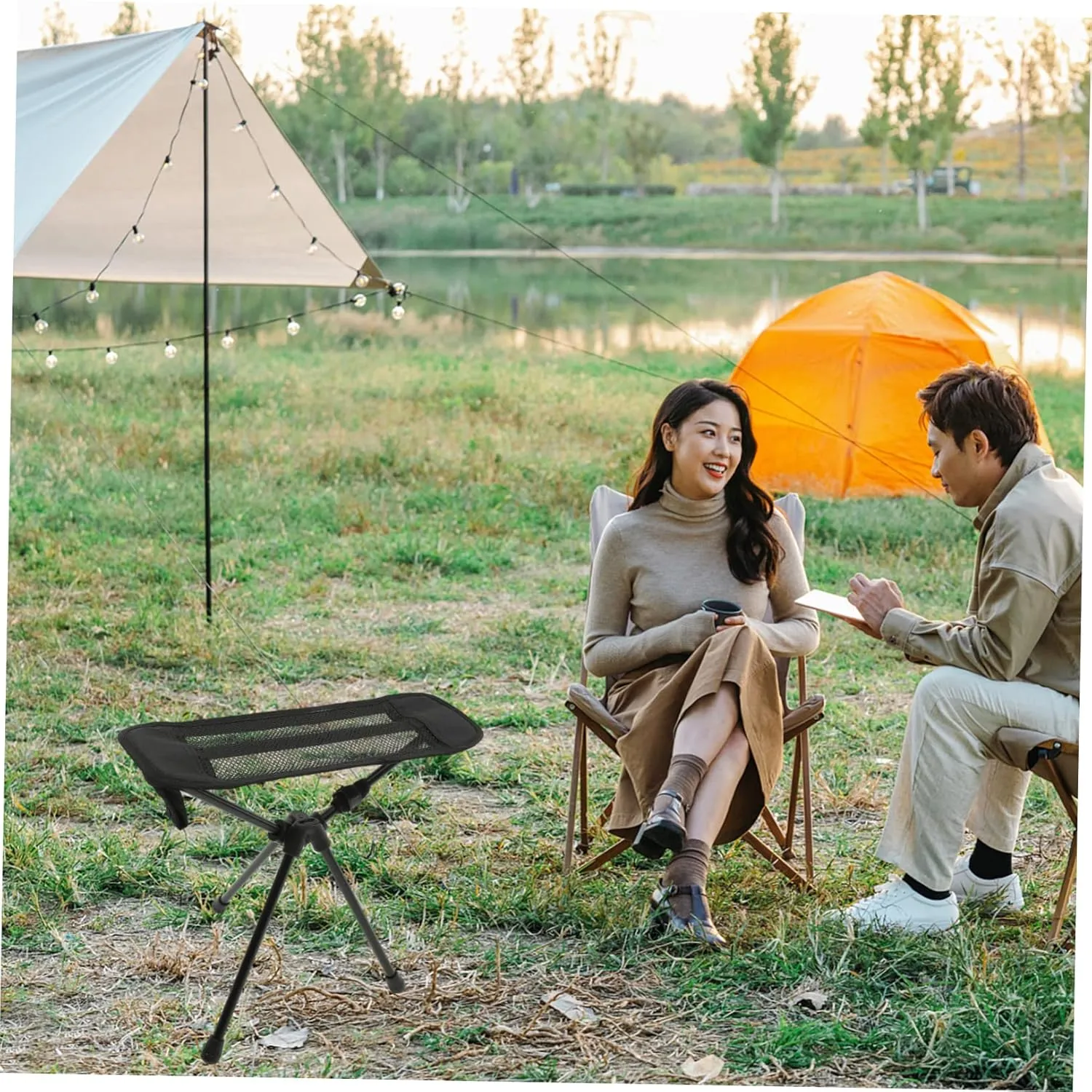 Multi-Purpose Small Stool Creative Folding Stool for Outdoor Activities Sturdy Camping Seating Black Color Easy to Carry