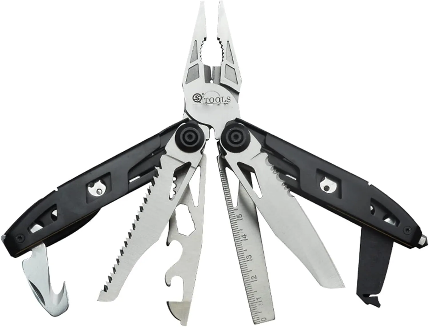 Multitool Folding Pliers Portable Stainless Steel Tool with Window Breaker Bottle Openers Screwdriver Saw Safety Lock Multi Tool for Outdoor Camping Fishing Hiking Man's Gift