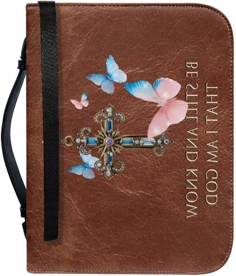 Mumeson Bible Cover Water Resistant PU Leather Handbag Tote Bag for Women Men Scripture Church Bag