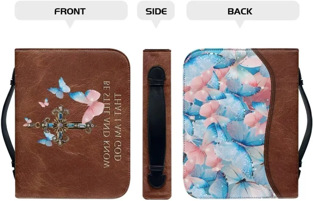 Mumeson Bible Cover Water Resistant PU Leather Handbag Tote Bag for Women Men Scripture Church Bag