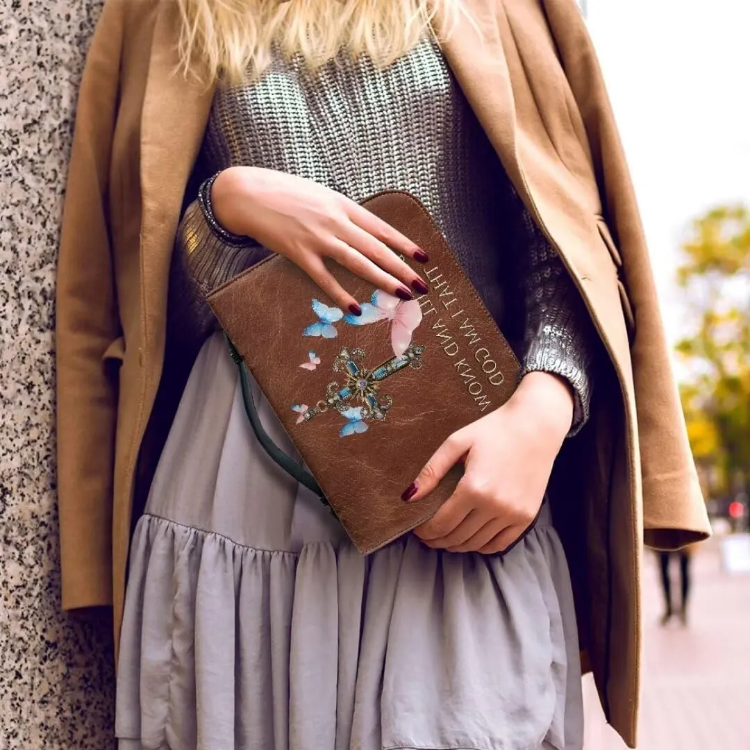 Mumeson Bible Cover Water Resistant PU Leather Handbag Tote Bag for Women Men Scripture Church Bag