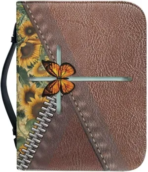 Mumeson Bible Cover Water Resistant PU Leather Handbag Tote Bag for Women Men Scripture Church Bag
