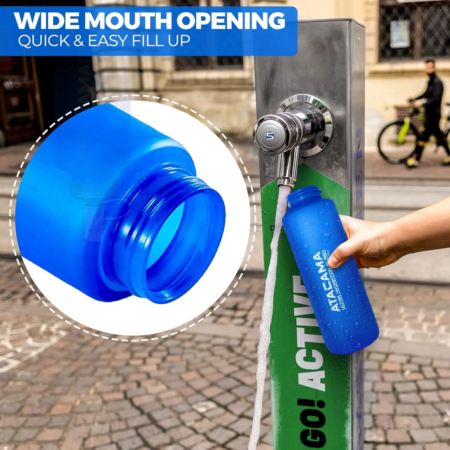 MyBand Atacama Ultra Hydration Soft Flask - Running Water Bottle - 750ml/25oz Capacity - Leak Proof Collapsible Bottles – Food Grade TPU Material - Wide Cap Opening & Straw Cleaner