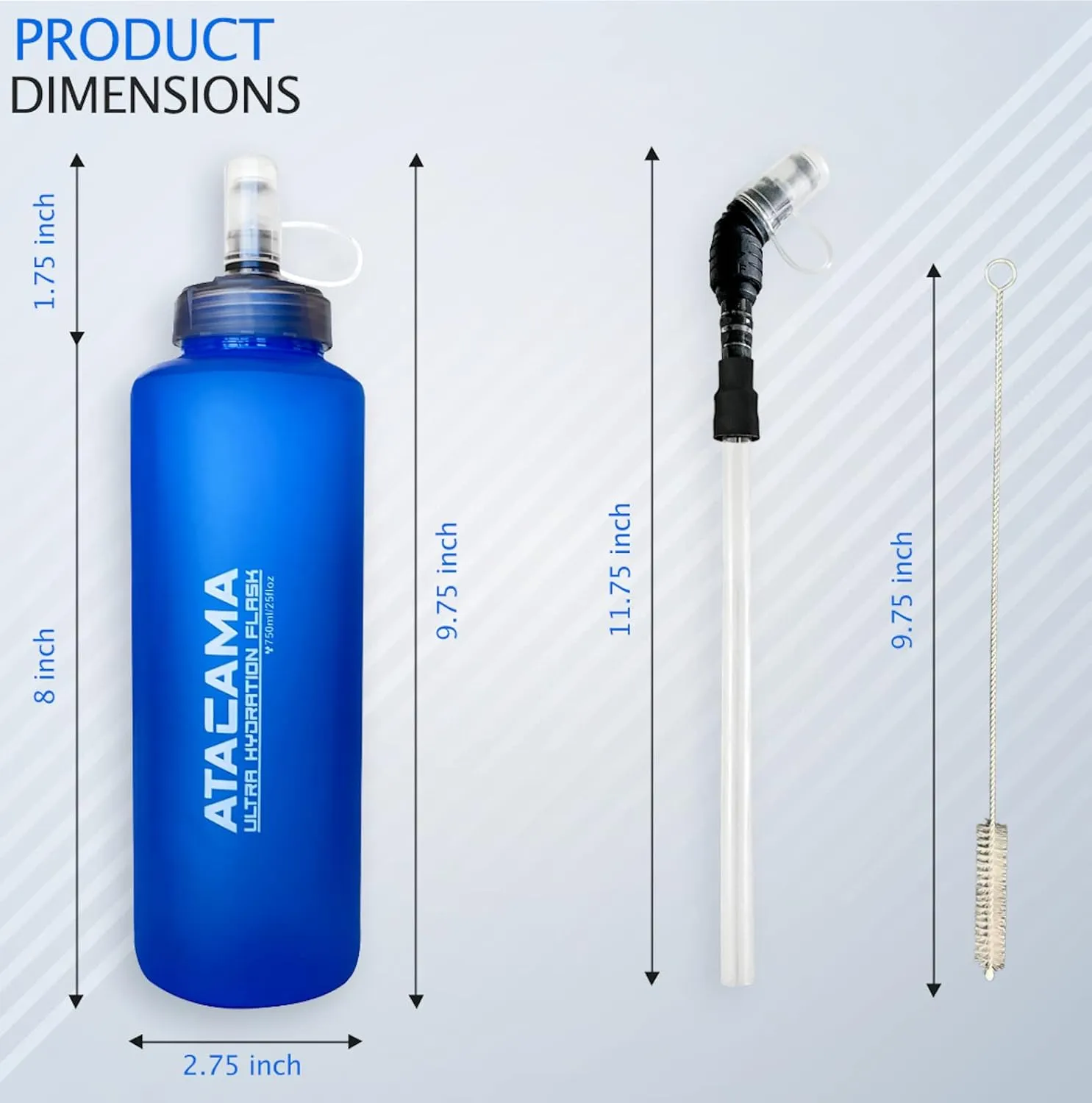 MyBand Atacama Ultra Hydration Soft Flask - Running Water Bottle - 750ml/25oz Capacity - Leak Proof Collapsible Bottles – Food Grade TPU Material - Wide Cap Opening & Straw Cleaner