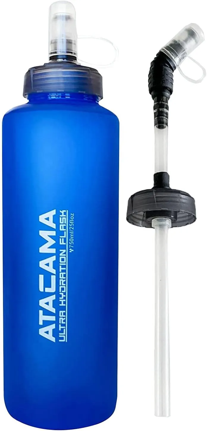MyBand Atacama Ultra Hydration Soft Flask - Running Water Bottle - 750ml/25oz Capacity - Leak Proof Collapsible Bottles – Food Grade TPU Material - Wide Cap Opening & Straw Cleaner