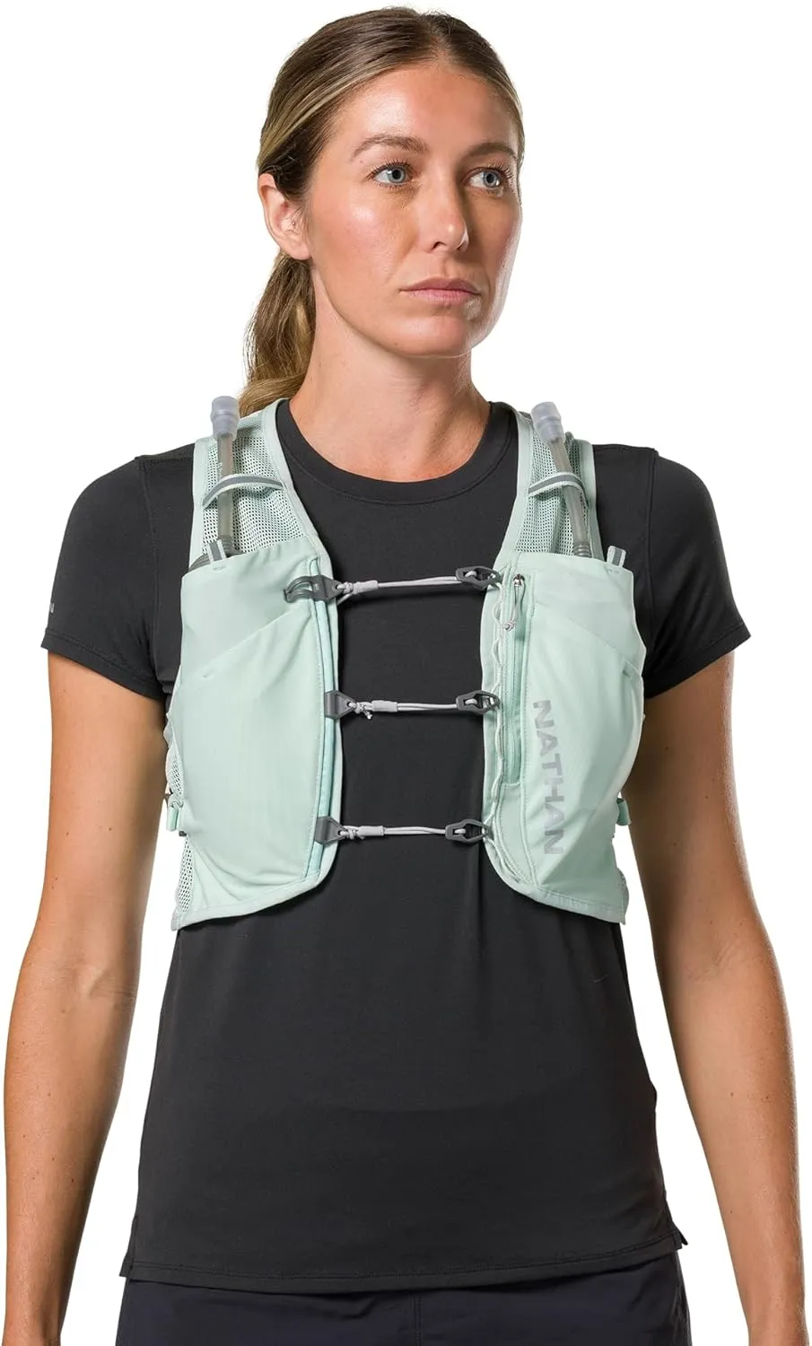 Nathan Women's Hydration Vest - Lightweight Mesh, Breathable, 2x14oz Flasks, 2L Bladder, Reflective Vest, Pinnacle Breeze