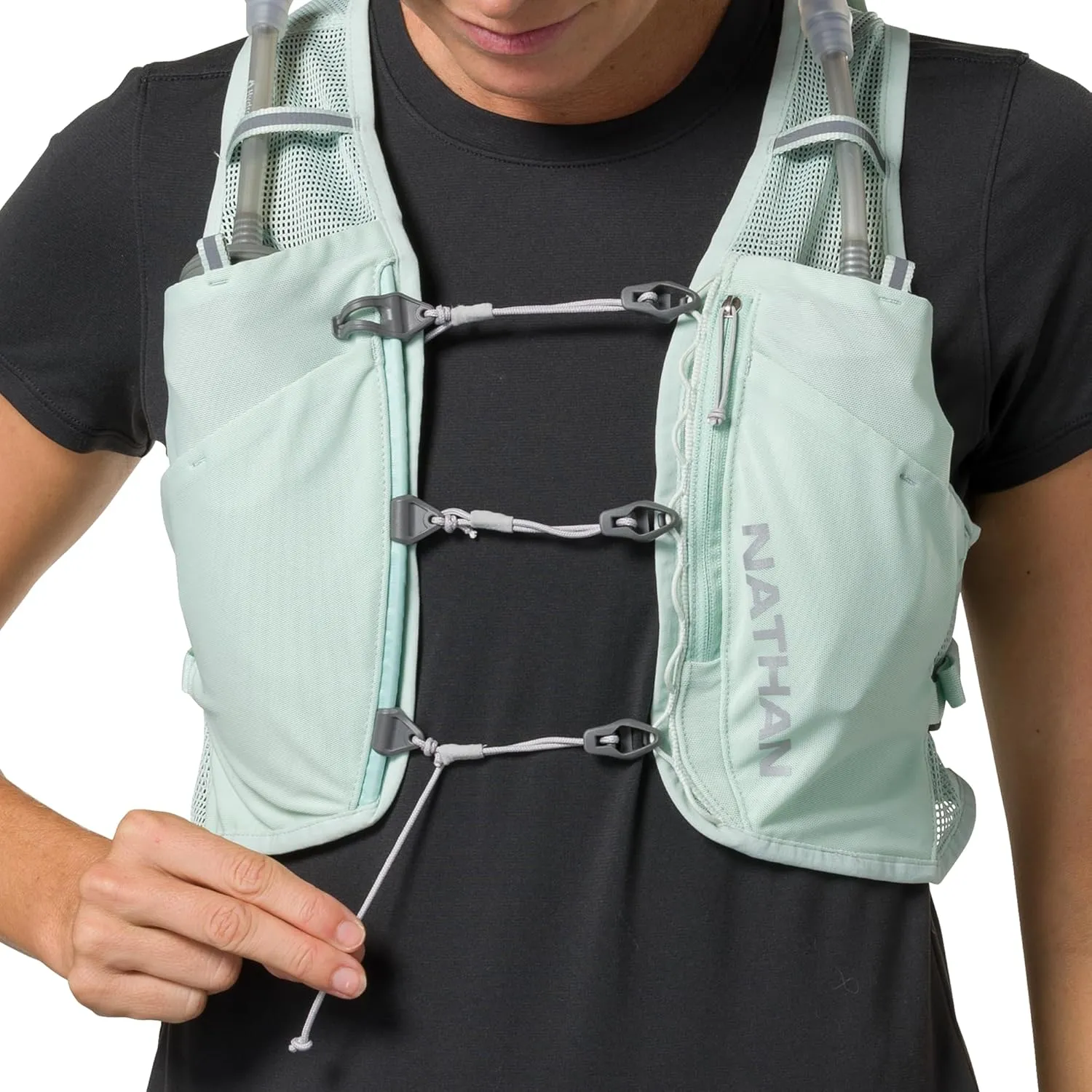 Nathan Women's Hydration Vest - Lightweight Mesh, Breathable, 2x14oz Flasks, 2L Bladder, Reflective Vest, Pinnacle Breeze