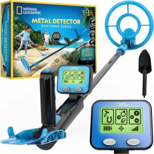 NATIONAL GEOGRAPHIC Metal Detector for Kids - 7.4" Waterproof Metal Detector Coil, Lightweight Gold Detector with Pinpoint Function & LCD Display, Beach Metal Detector (Amazon Exclusive)
