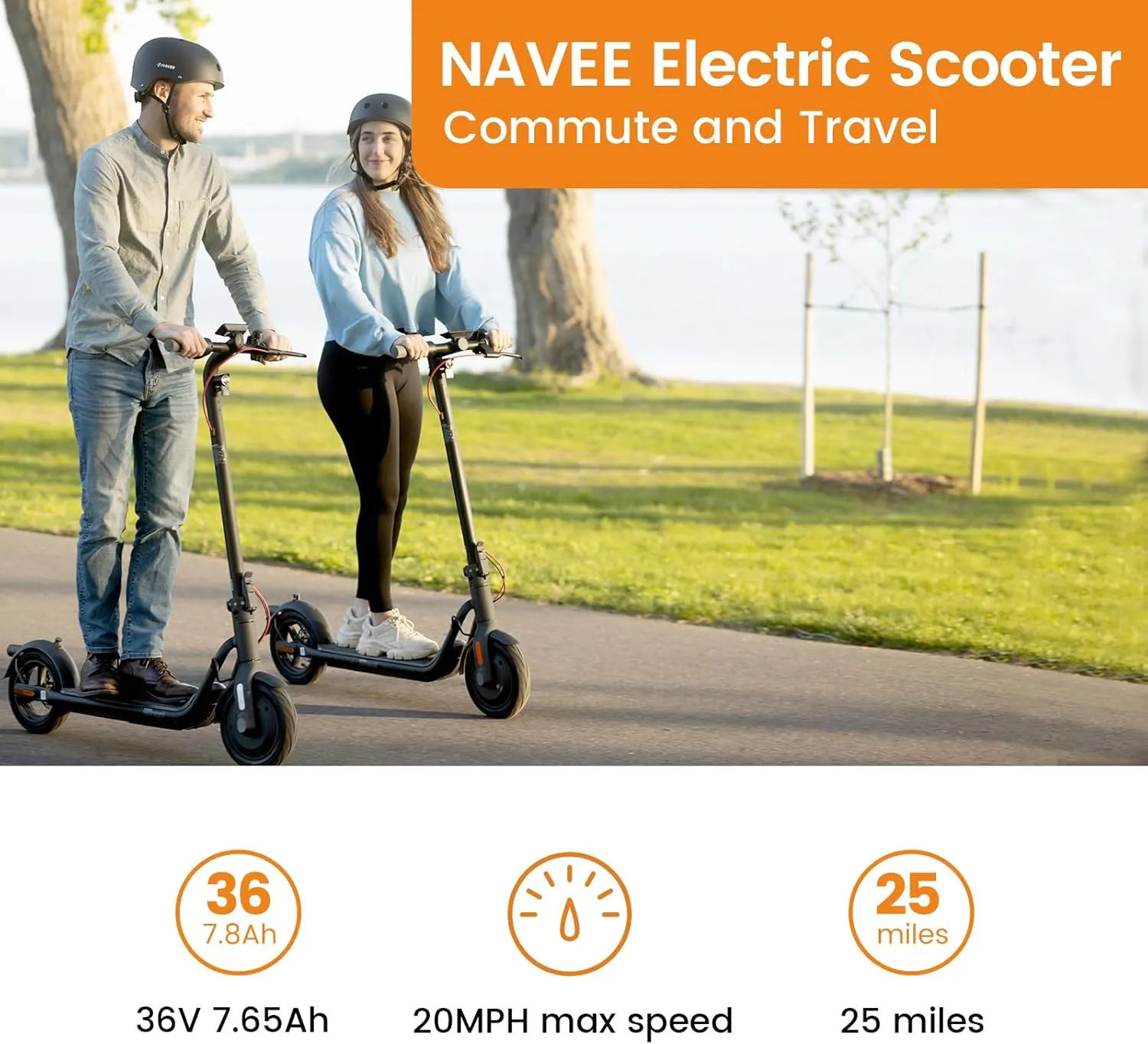 NAVEE Electric Scooter, Max 20/19 MPH & 40/31/25/15.5 Miles, 900W/700W/600W Max Power, 10'' Pneumatic Tire, IP55 Waterproof, Foldable E-Scooter for Adults College Student Scooter Enthusiasts