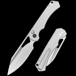 NedFoss COUGAR Folding Pocket Knife, 2.98" Sandvik 14C28N Blade, Lightweight Steel Handle, Sharp Button Lock Knife for EDC, Steel Pocket Clip, Razor Utility knife, Pocket Knife for Men and Women
