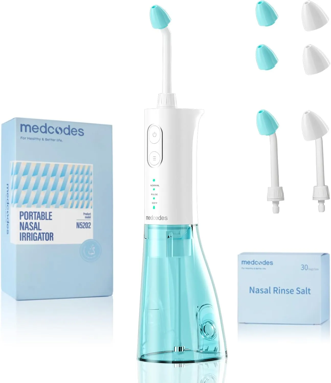 Neti Pot Sinus Rinsing, Cordless Nasal Irrigation System Nasal Rinse Bottle Cleaner Machine, Electric Sinus Rinse System Kit for Sinus Relief & Nasal Care 30 Salt Pods (X Large)