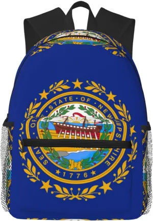 New Hampshire State Flag Print Travel Backpack Lightweight Casual Daypack Fits Laptop Carry On Back Pack