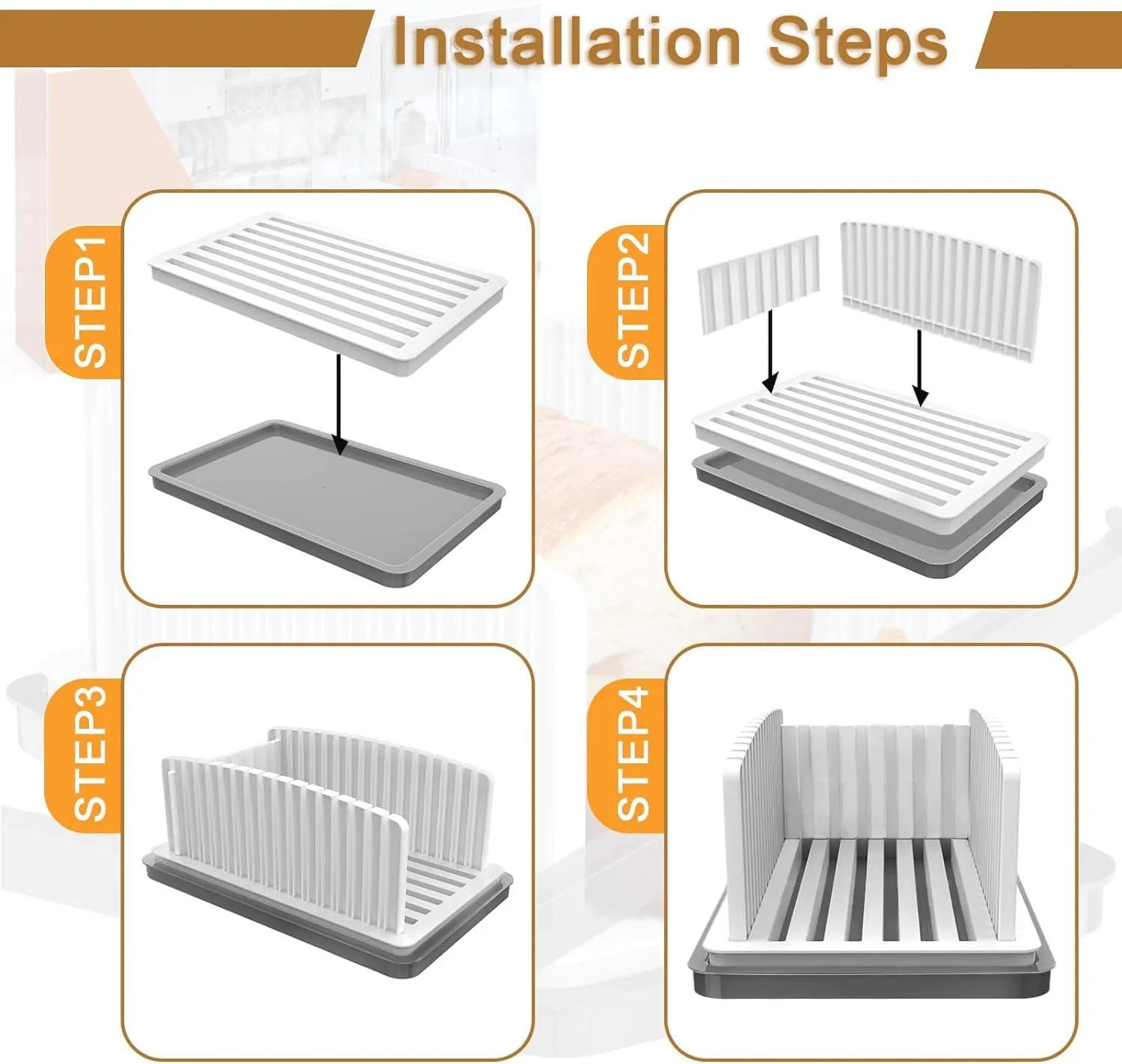 New Upgrade Bread Slicer for Homemade Bread, Bread Slicing Guide Adjustable Width, Foldable and Compact Cutting Guide with Crumb Tray, Suitability for Homemade Bread, Bagels, Cakes.