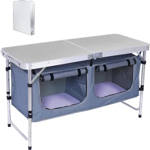 Nice C Camping Chairs, Oversized XL Padded Camping Chair Camping Table, Folding Table Height Adjustable, Camp Table, Storage Kitchen Table