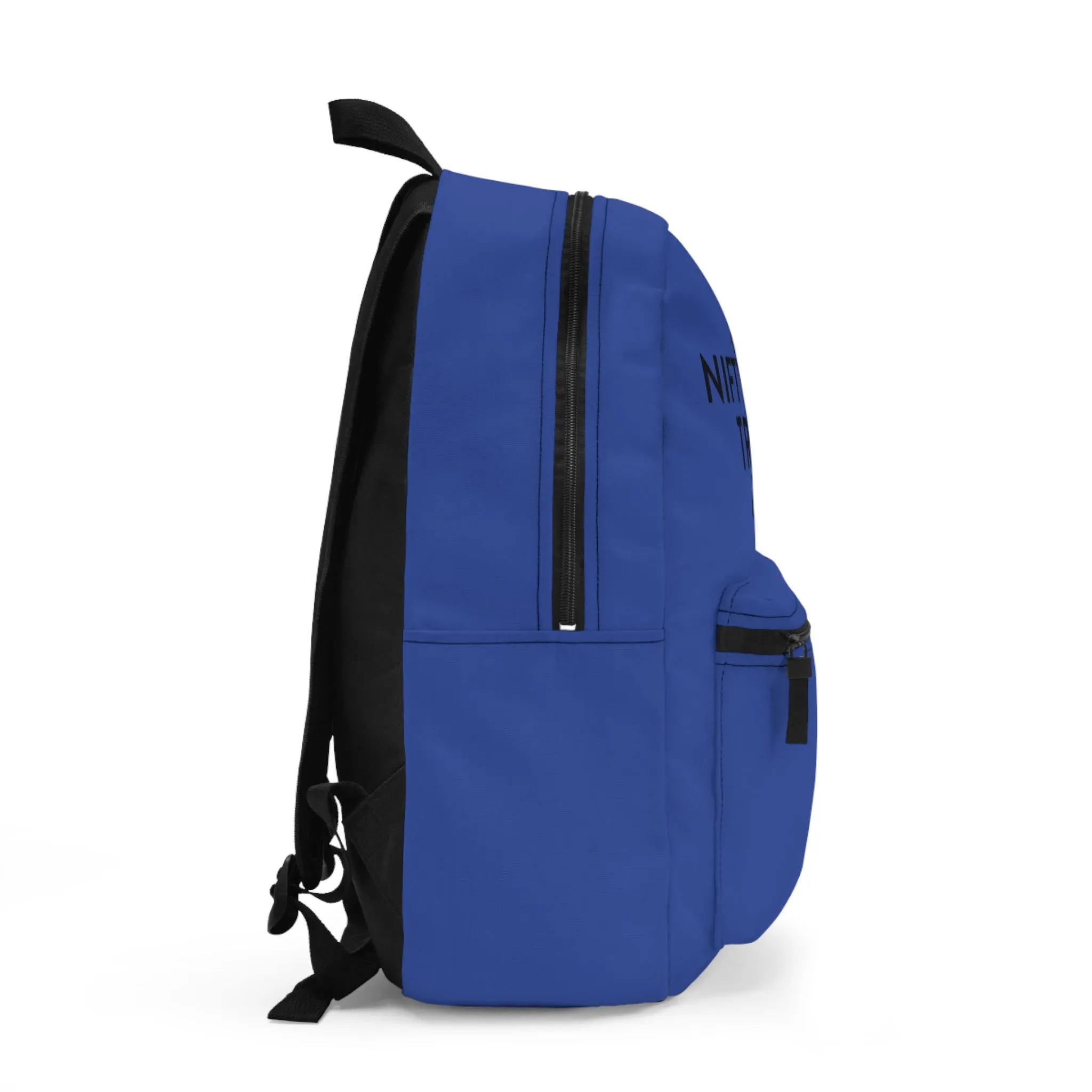 Nifty Ducks Travel Logo Backpack - Travel Bag with Black Duck Design - Blue
