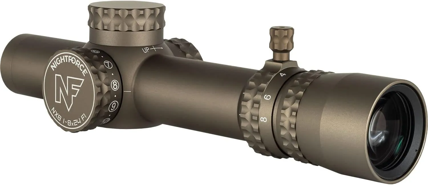 Nightforce NX8-1-8x24mm F1 Capped First Focal Plane (F1/FFP) 30mm Tube Durable Precise Waterproof Fogproof Hunting Gun Scope