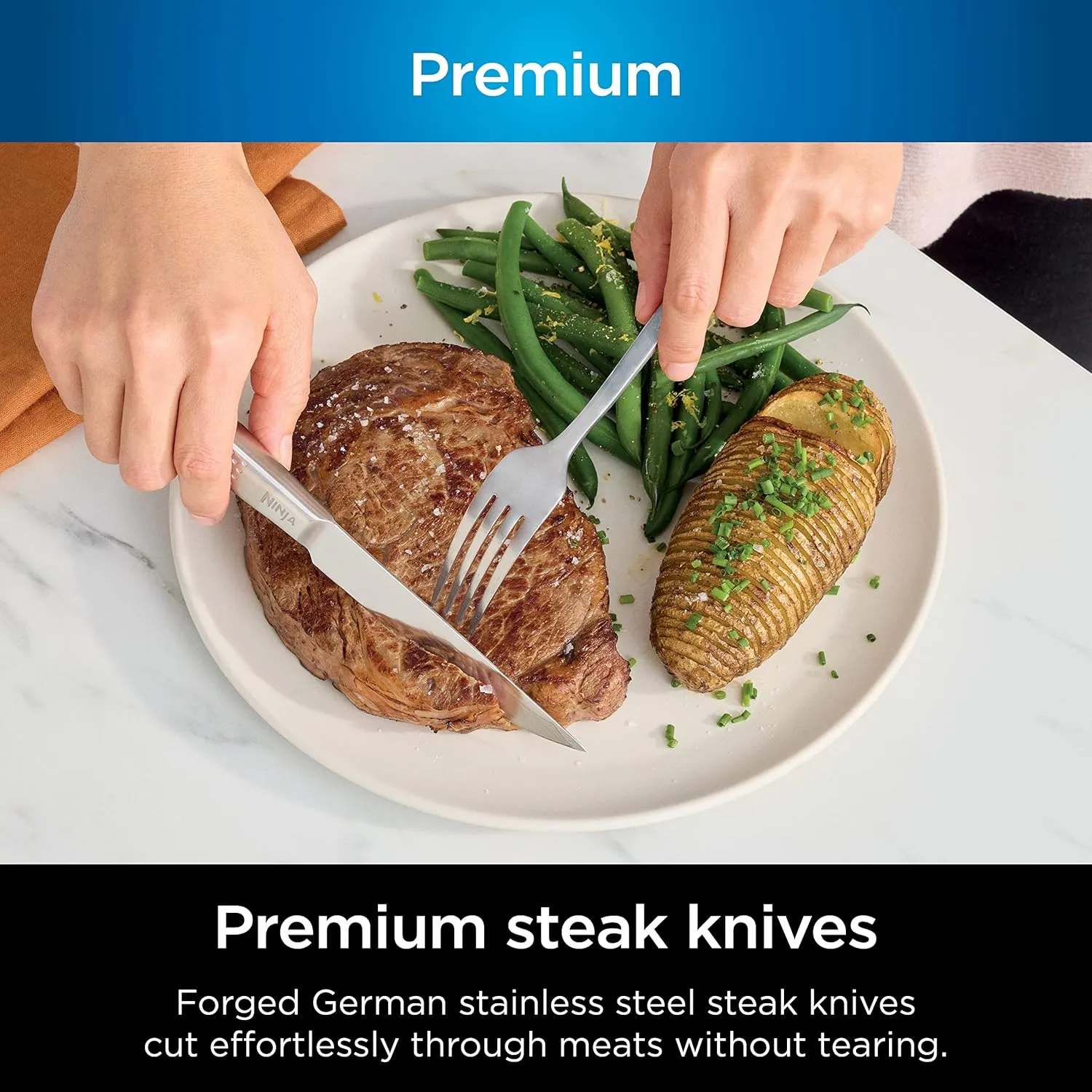 Ninja K62012 Foodi NeverDull Premium 12-Piece German Stainless Steel Knife System with Built-in Sharpener, Stainless Steel/Black