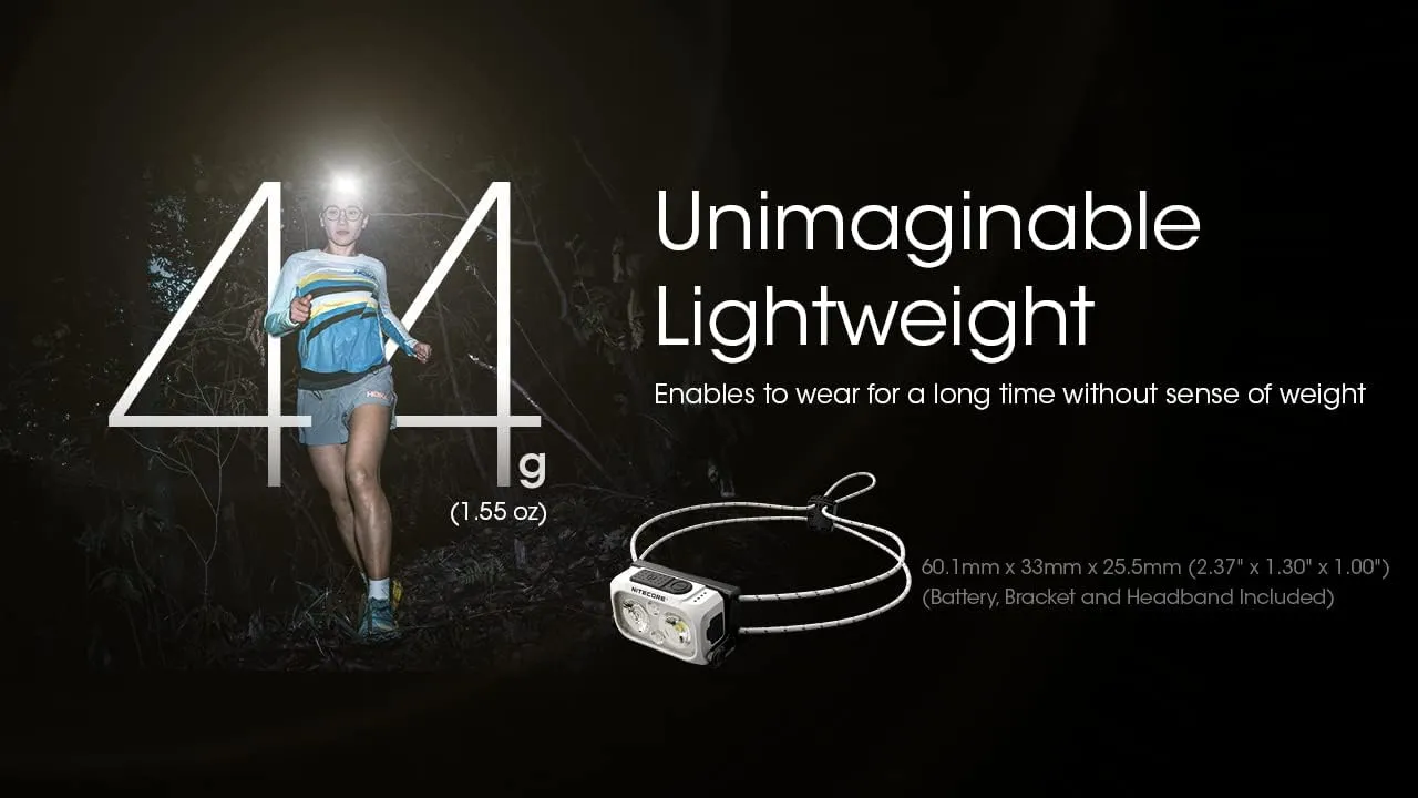 Nitecore NU21 Running Headlamp, 360 Lumen Ultralight USB-C Rechargeable with White and Red LEDs and a Sticker (White)