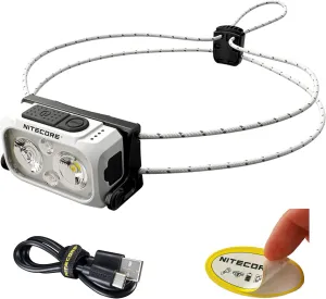 Nitecore NU21 Running Headlamp, 360 Lumen Ultralight USB-C Rechargeable with White and Red LEDs and a Sticker (White)