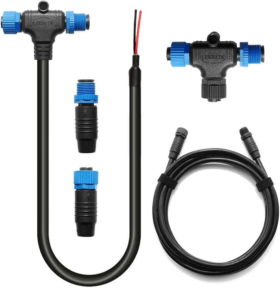 NMEA 2000 Starter Kit Marine NMEA 2K Network Accessories, Marine Grade NMEA 2000 Backbone Cables Drop Cables Tees Terminators for Lowrance, Garmin, Yamaha Outboard Engine (Single Device)