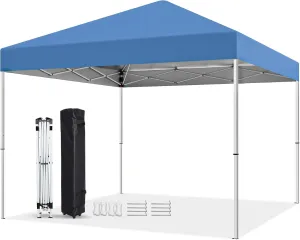 Nova Microdermabrasion 10 X 10ft Pop Up Canopy Tent Easy Set up Outdoor Instant Straight Legs Portable Gazebo Shelter with Wheeled Bag for Camp Beach Patio and Garden (Blue)