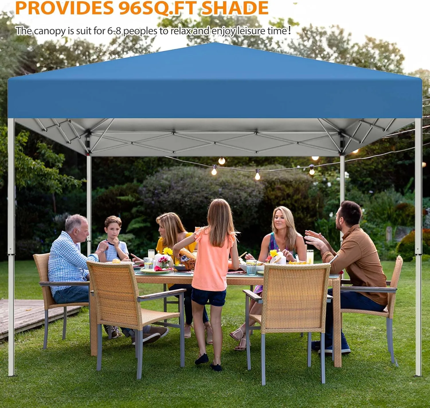 Nova Microdermabrasion 10 X 10ft Pop Up Canopy Tent Easy Set up Outdoor Instant Straight Legs Portable Gazebo Shelter with Wheeled Bag for Camp Beach Patio and Garden (Blue)