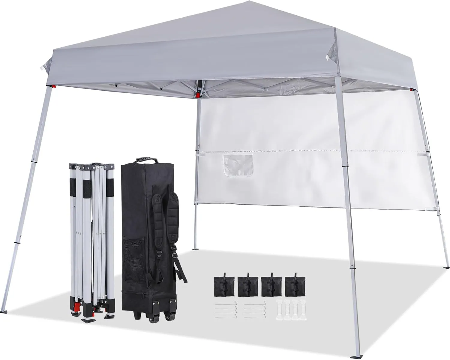 Nova Microdermabrasion 8 X 8 ft Pop Up Canopy Tent Easy Set up Outdoor Instant Slant Legs Portable Gazebo Shelter with Wheeled Bag for Camp Beach Patio and Garden