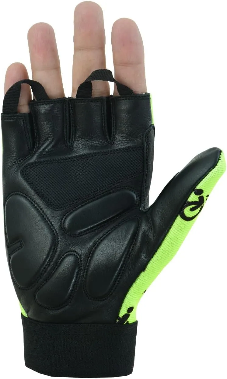 NVT Wheelchair Gloves 2023 Latest, Workout for Men Real Leather Palm Mobility Padded Breathable, Fingerless Bike with Anti-Slip Grip Lightweight Cycling Glove.