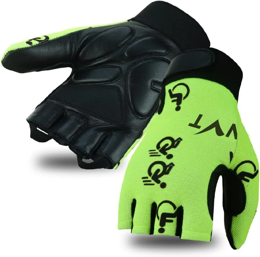 NVT Wheelchair Gloves 2023 Latest, Workout for Men Real Leather Palm Mobility Padded Breathable, Fingerless Bike with Anti-Slip Grip Lightweight Cycling Glove.