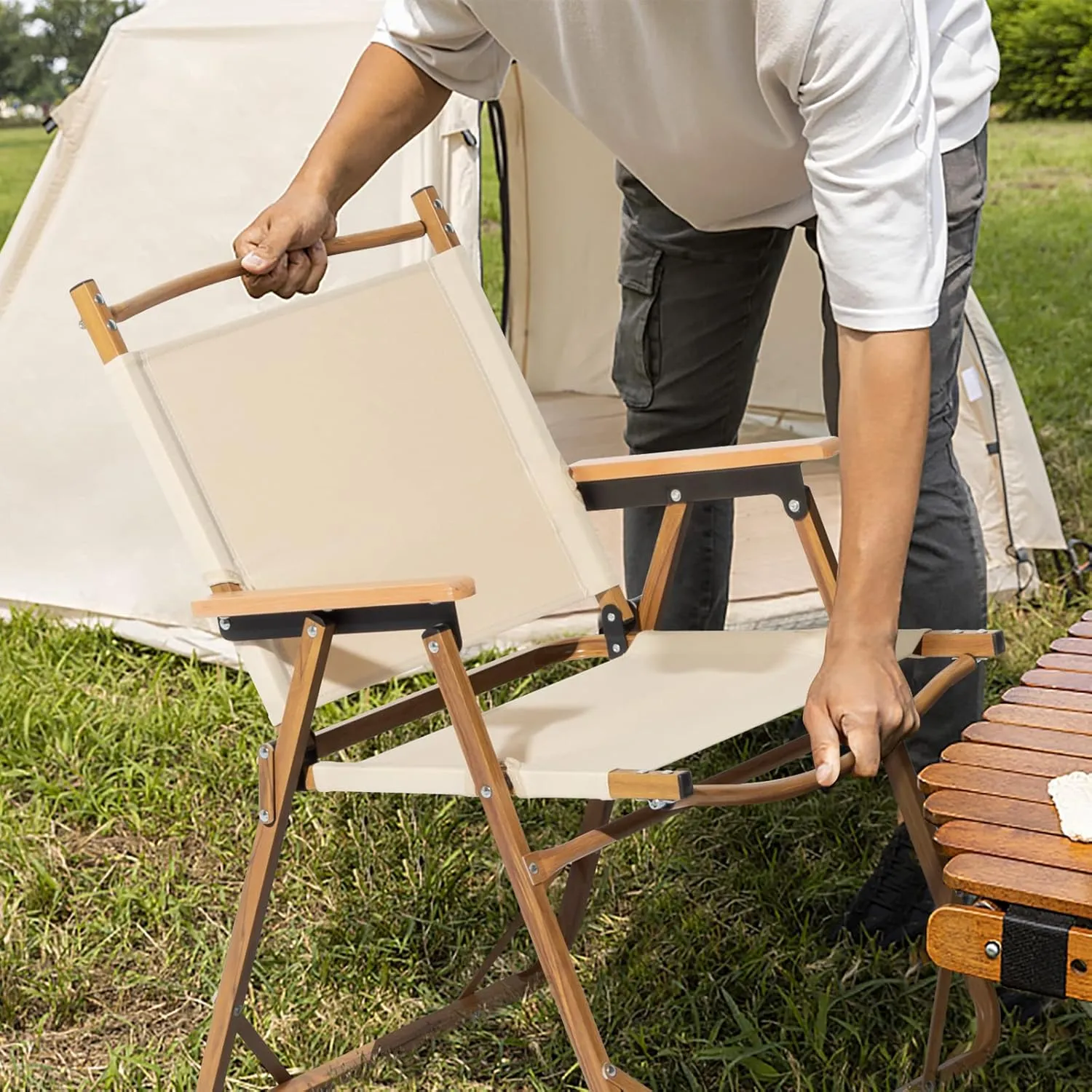Ochine Folding Camping Chair, Portable Camping Chair, Outdoor Camping Folding Chair, Collapsible Camp Chair, Heavy Duty Aluminum Frame Beach Chair Outdoor Chairs for Camping, Sports and Beach