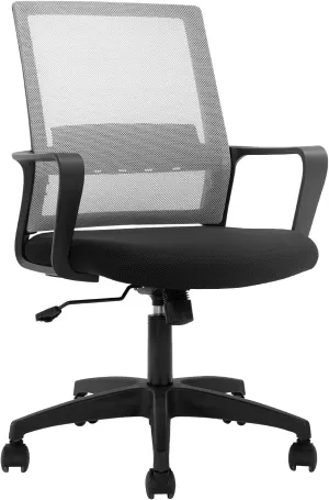 Office Chair Ergonomic Desk Task Chair Mesh Computer Chair Mid-Back Mesh Home Office Swivel Chair Modern Executive Chair with Wheels Armrests Lumbar Support (Grey)