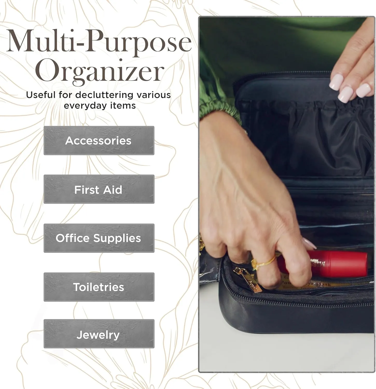 OFT 2024 LITTMINI Lighted Mirror Case - Small Makeup Bag with Detachable Mirror & Multiple Pouches for Organization - Vegan Leather, Mini Makeup Bag Ideal for Travel & Everyday Essentials (Navy)