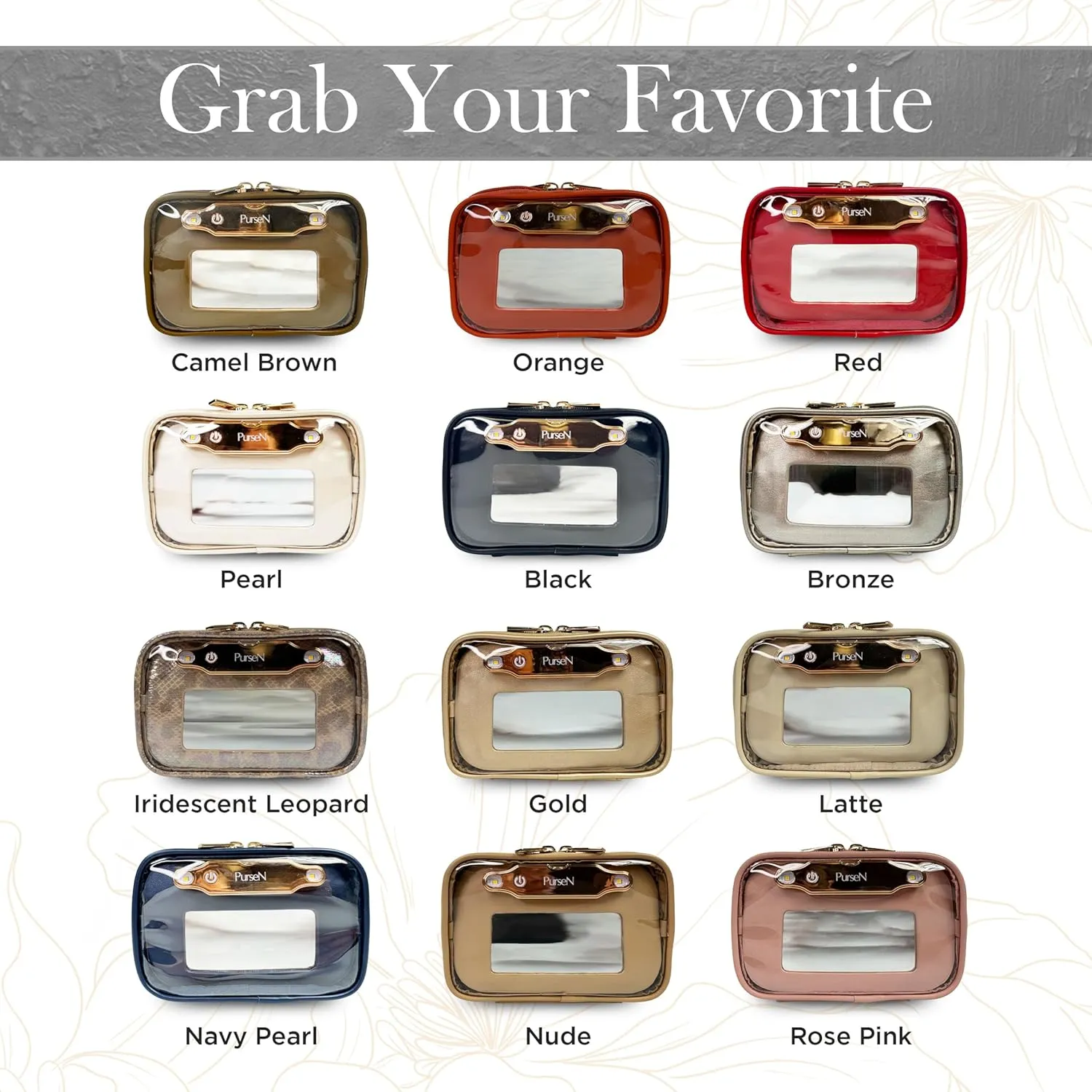 OFT 2024 LITTMINI Lighted Mirror Case - Small Makeup Bag with Detachable Mirror & Multiple Pouches for Organization - Vegan Leather, Mini Makeup Bag Ideal for Travel & Everyday Essentials (Navy)