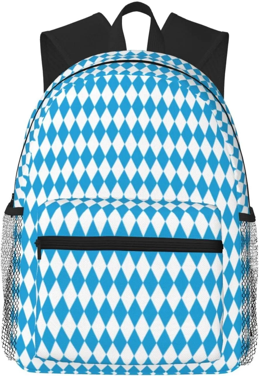 Oktoberfest Bavarian Blue And White Lightweight Packable Backpack Travel Casual Hiking Daypack Foldable Backpack For Men Women